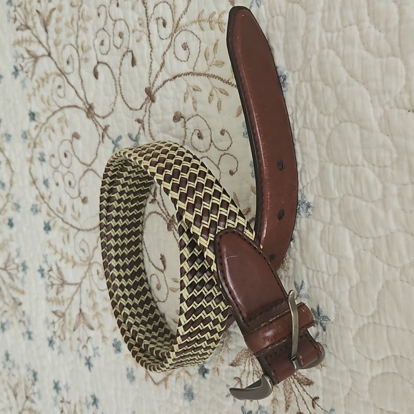 Vintage Genuine Leather Men's Belt With Cord Braids Size 34 - Picture 11 of 12